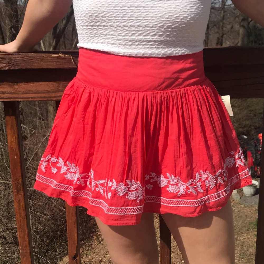Aeropostale Coral Embroidered Skirt